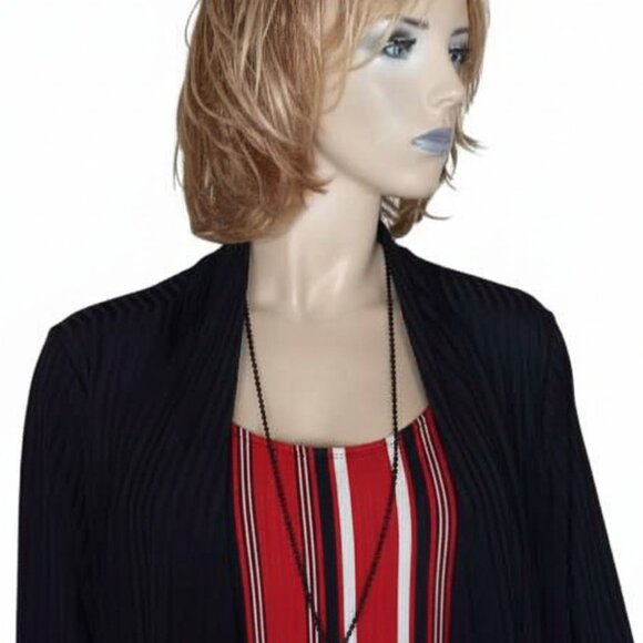 Messini NWT Striped Two-Piece Dress & Cardigan Set w/ Attached Necklace Sz 2X - Picture 4 of 8